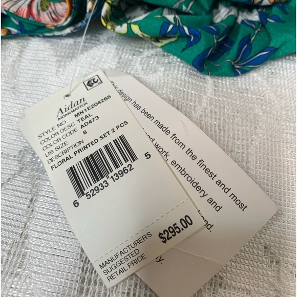 AIDAN MATTOX CROP BLOUSE TEAL FLORAL SIZE 8😍 - Picture 6 of 9